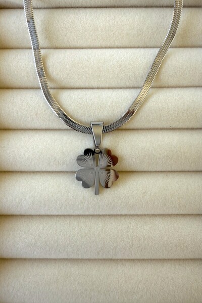 JewelsofHope İtalyan Zincir 4 Yapraklı Yonca Kolye 47 Cm Kadın Paslanmaz Çeli...