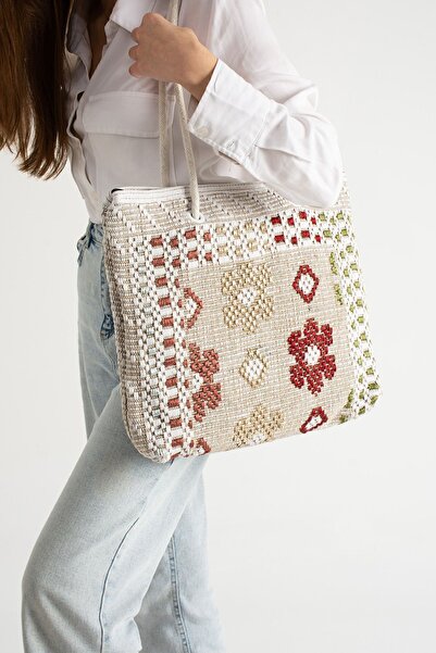 Moda Devrin Medium Size Patterned Zippered Travel Market Picnic Beach Bag (Pattern is Variable)