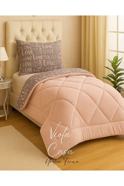 Violacasa Single Double Sided Welsoft Quilt Powder Love