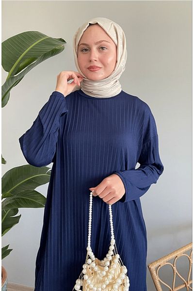 Safgiyim44 Mila Pleated Trousers Tunic Navy Blue