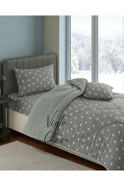 Violacasa Single Welsoft Pufidik Sleeping Set (With Elastic Sheet) Gray Big Star