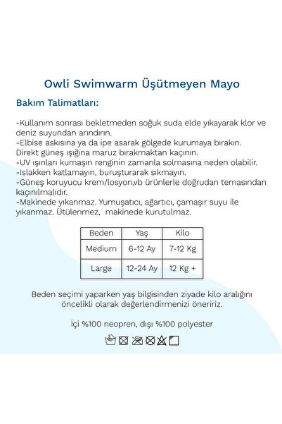 Owli Swimwarm Üşütmeyen Bebek Mayosu Sarı - Siyah