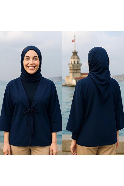 Sas Bağlama Detaylı Keten Kimono - Ferah Kesim