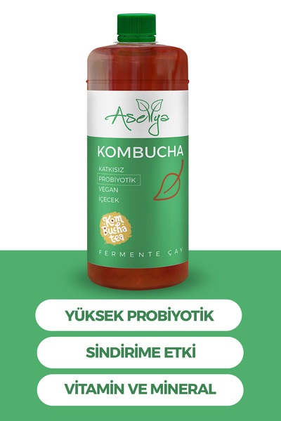 asellya sağlıklı yaşam Doğal Fermente Kombucha Çayı – Soğuk Demleme – Ev Yapımı Lezzet 1 LİTRE