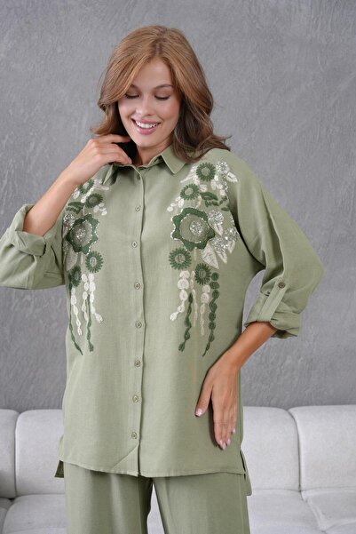 BURRASCA Embroidered Stone Linen Suit