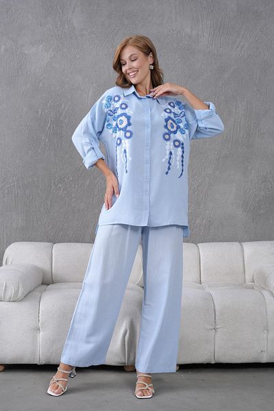 BURRASCA Embroidered Stone Linen Suit