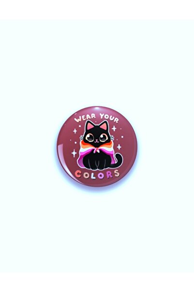 fırsatlar diyarı Wear Your Colors Lesbian Pride Flag Cat Buton Rozet