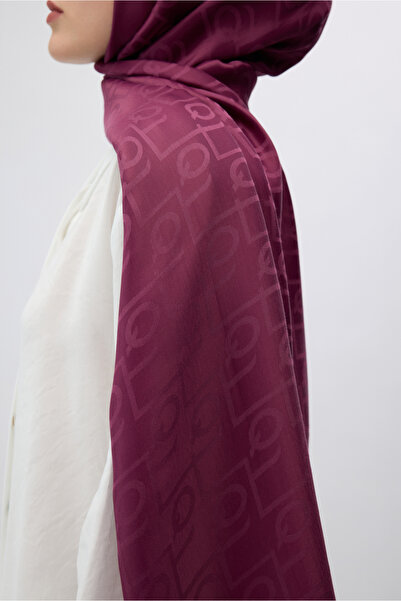 Qef Silk Jacquard Monogram Shawl Cherry Rot