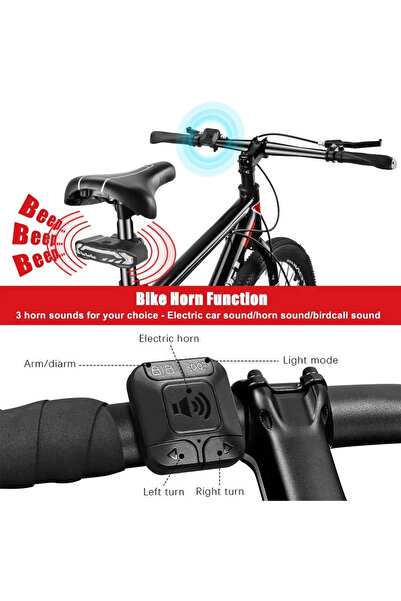 TeknoFaji Akıllı Şarj Edilebilir Bisiklet Arka Lamba Dönüş Sinyali Stop Işığı...