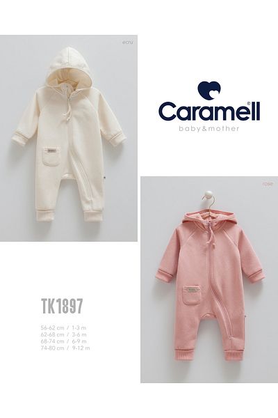Caramell Barbosa Basic Girl Baby Jumpsuit 3 Thread Raised (1-3Ay/3-6Ay/6-9Ay/9-12Ay) Tk1897 New -Ecru