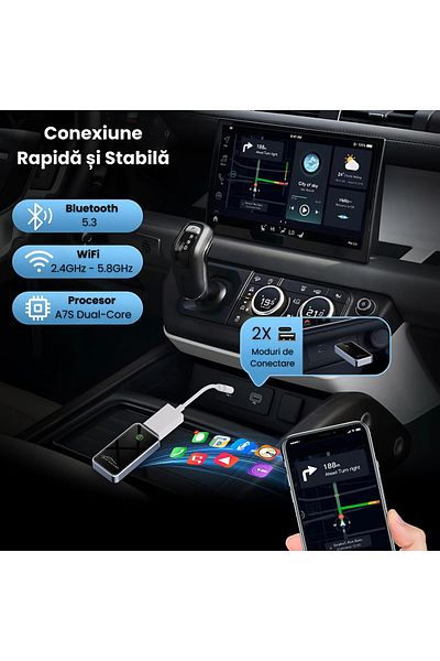 Vala Tech Adaptor Auto Carplay/android Auto ®️, Wireless, Plug&play,ios10 Android 11