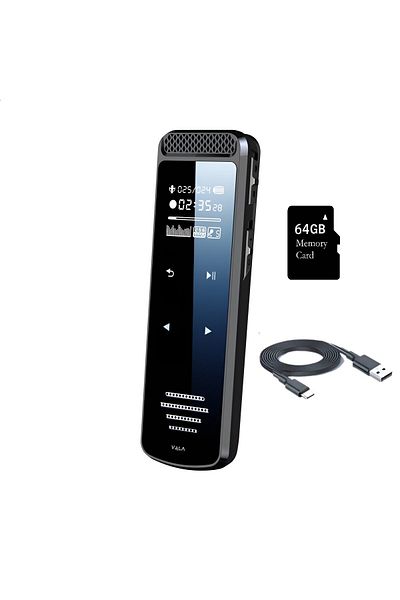 Vala Tech Reportofon Profesional ®️, Mp3/wav, Reducere A Zgomotului, 64gb, 1536kpbs,baterie 300mah
