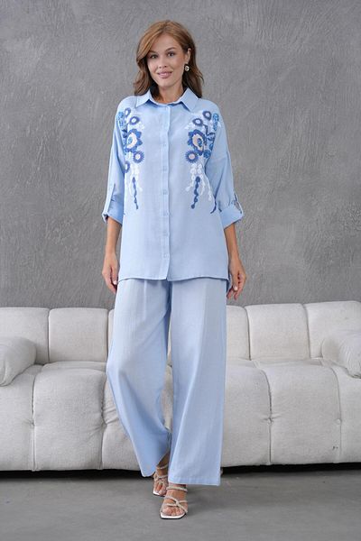 BURRASCA Embroidered Stone Linen Suit