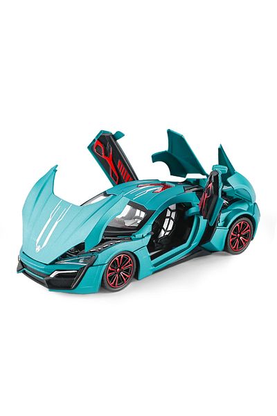 PLAYZO 1:24 Die-Cast Model Car with Sound, Lights & Spray – Pullback Power Sports Car Toy , Spray Function
