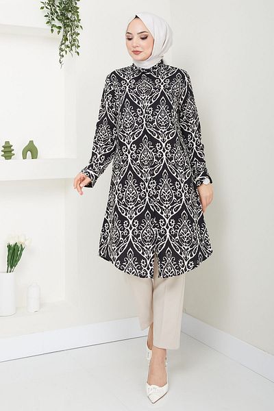 Kirazgym Ebru Patterned Viscose Tunic