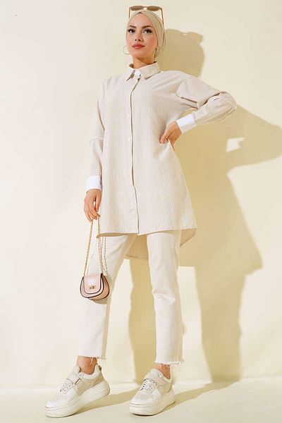 Kirazgym Cuff Detailed Striped Tunic