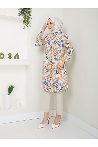 Kirazgym Floral Patterned Viscose Tunic
