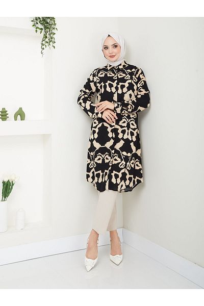 Kirazgym Viscose Patterned Tunic - Eye Patterned