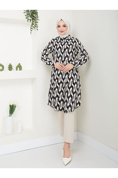 Kirazgym Zigzag Patterned Viscose Tunic