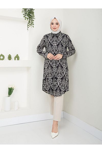 Kirazgym Ebru Patterned Viscose Tunic