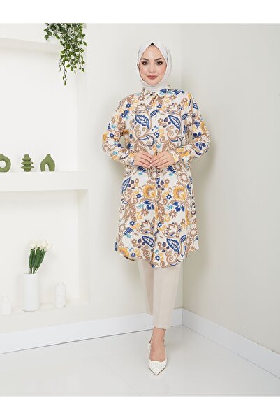 Kirazgym Floral Patterned Viscose Tunic