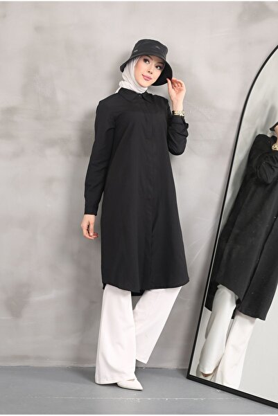 Kirazgym Uzun Gömlek Tunik Poplin Kumaş