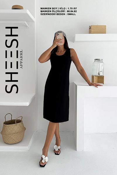 SHEESH APPAREL Basic Modal Summer Dress with Black Straps