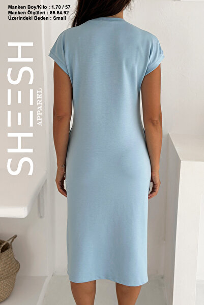 SHEESH APPAREL Bebe Mavisi Düşük Kol Modal Yazlık Elbise