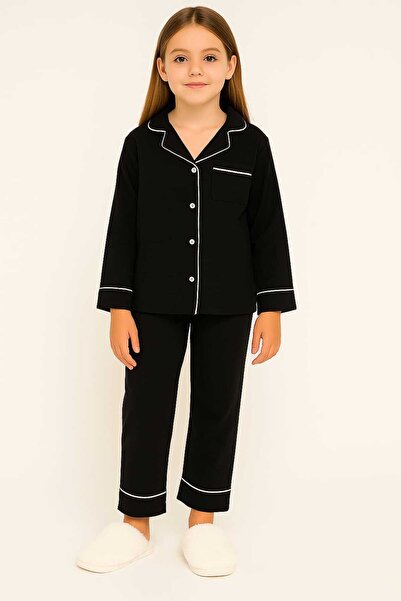 Tosyalı Burak Bebe Gömlek Yaka Düğmeli Unisex Çocuk Müslin Pijama Takımı