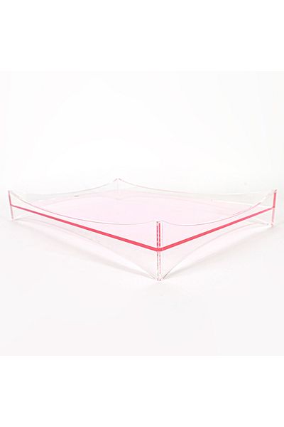 Generic Clear Red Rectangular Acrylic Serving Tray - Size 50 x 36 x 6 cm - Weight 1.75 kg - Ideal for desserts and foods