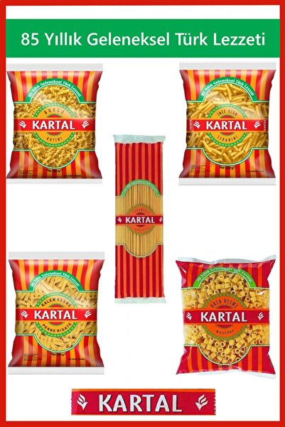 Kartal Makarna Seti (Burgu, İnce Uzun, Kalem Kesme, Spagetti, Yüksük) 500 gr x 5 Adet