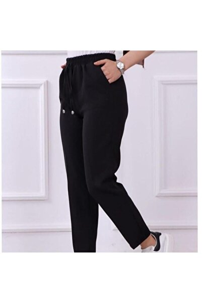 Maystore Lucia Kadın Kumaş Beli Lastikli Cep Detaylı Havuç Kesim Pantolon