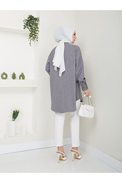 Maystore Linen Combination - Ribbed Detailed Shirt and Carrot Pants Set