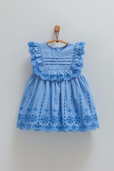 Caramell Blue Dress with Ruffles