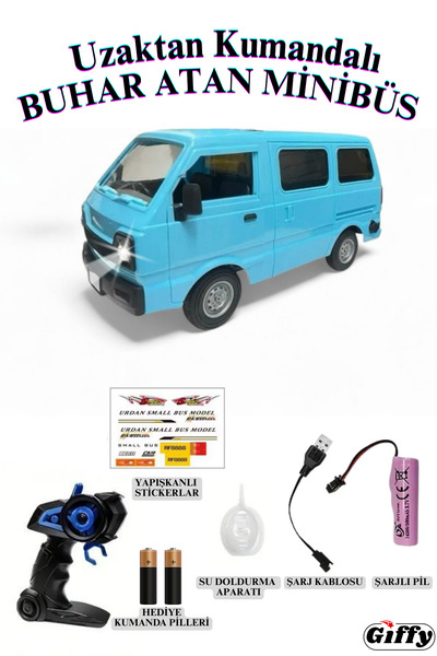 giffy Oyuncak Uzaktan Kumandalı Buhar Atan Minibüs Araba Şarjlı Led Işıklı Se...