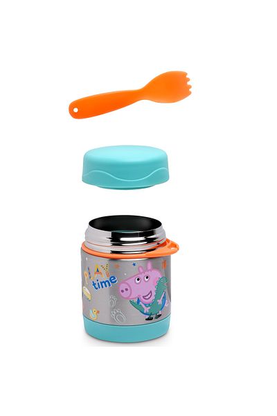 Bamboo Bark Peppa/George Pig Insulated Stainless Steel Food Jar with Spoon – Kids Thermal Lunch Container