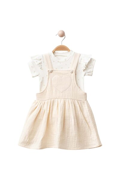 Babexi Tricou Brodat Inima Rochie Muslin Bej