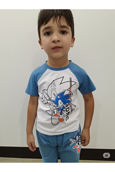 Neefy 2025 Summer New Season Sonic 1 Set 2 Pieces Printed First Quality Combed Cotton Suit