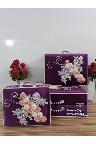 Sandık Dünyası Bavul Çanta Sandık Gelin Damat Çeyiz Sandığı 3lü 0580m