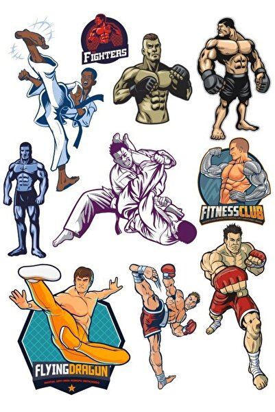 Reysa Tasarım مجموعة ملصقات قتال الملاكمة مكونة من 13 قطعة للهاتف والكمبيوتر ...