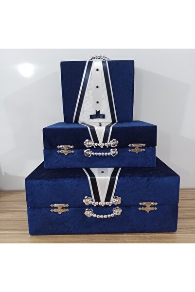 Sandık Dünyası Bavul Çanta Sandık Gelin Damat Hurç Çeyiz Sandığı 3lü 0556