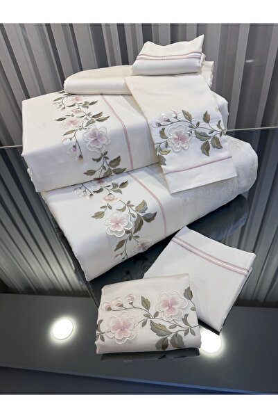 incisecrethome 100% Cotton Satin Embroidered / Bedspread and Duvet Cover Set - Double Size / 7 Pieces* Elegance