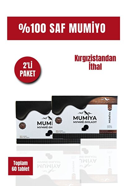 mumiya 2'li %100 Saf 30'lu Tablet Kırgızistan'dan İthal Shilajit