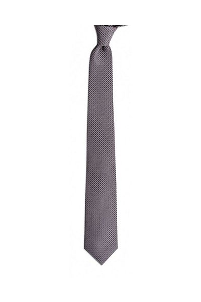 1001 Kravat Geometric Patterned 7.5 cm Wide Black Tie
