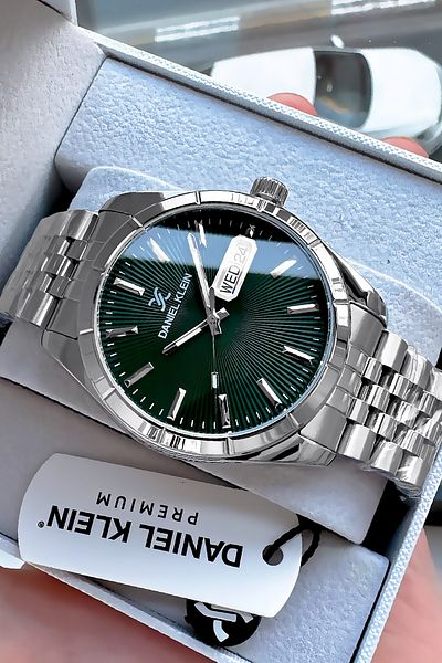 Daniel Klein Men's Wrist Watch 3 Atm Waterproof Silver Color Steel Cord Gift Bracelet Dke2126C6