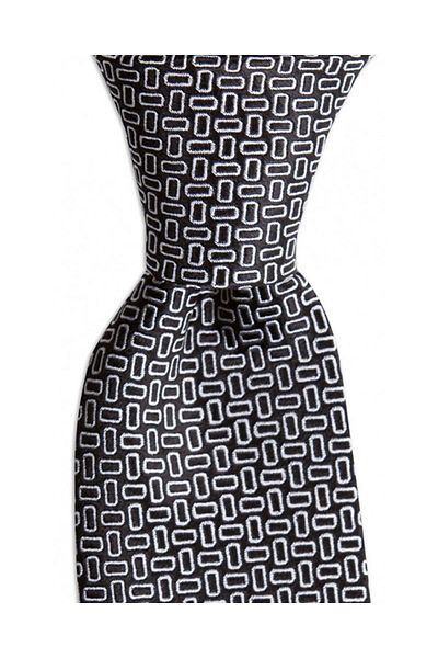 1001 Kravat Geometric Patterned 7.5 cm Wide Black Tie