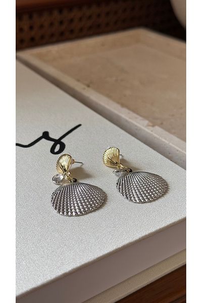 Muse Sister Daisy Double Color Stone Sea Shell Mussel Earrings
