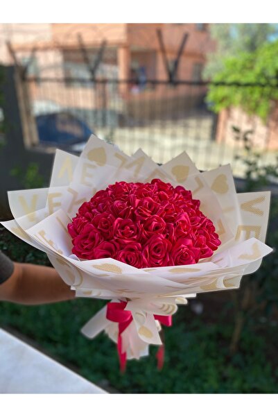 PARSÇİÇEK 30’ Lu Yapay Kurdaleden Buket Yapay Cicek Pembe Love Detaylı Solmay...