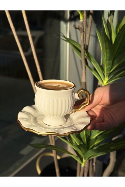Onedekor Set of 6 Kruvas Coffee Cups White Gold