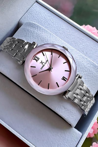 Daniel Klein Rose Silver Women Wrist Watch 3 Atm Waterproof Steel Cord Wristband Dkby2007C1